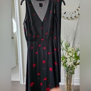 Black dress with red florals